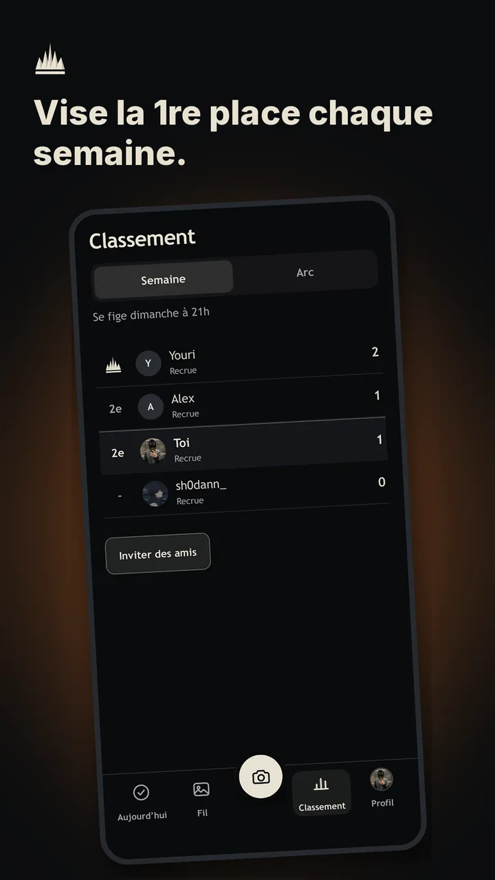 Le classement de la semaine, qui se fige le dimanche à 21h.